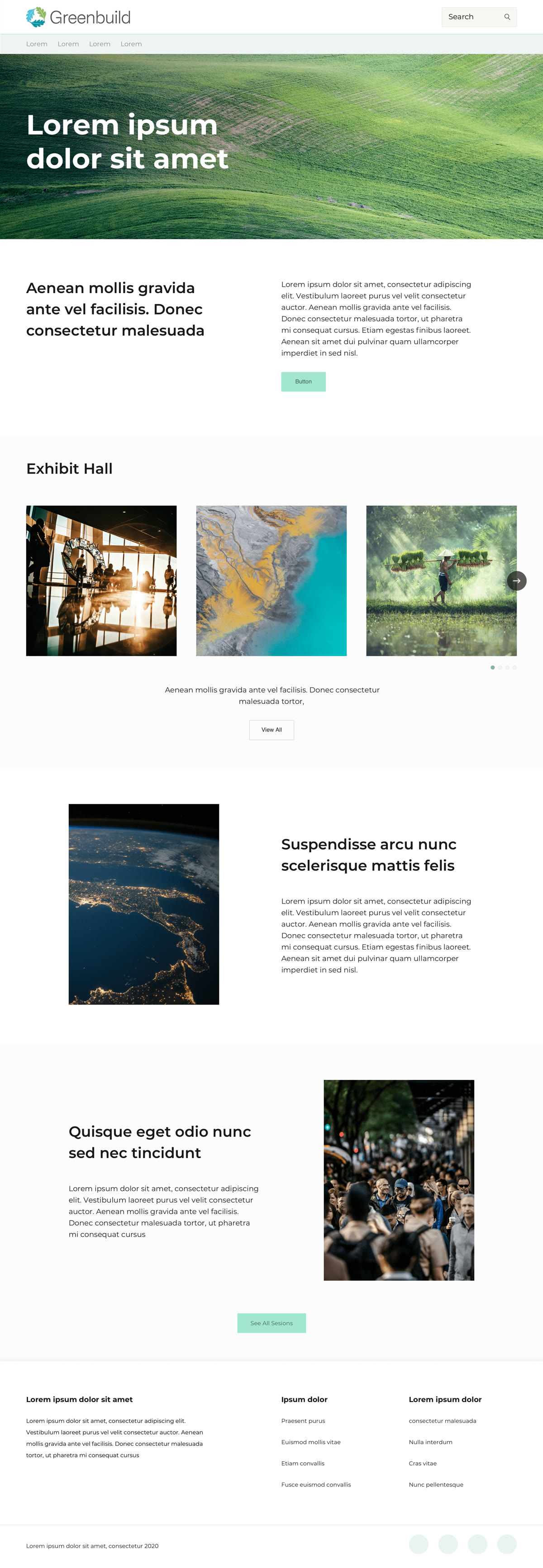 Homepage design for Greenbuild, shown from the top of the page