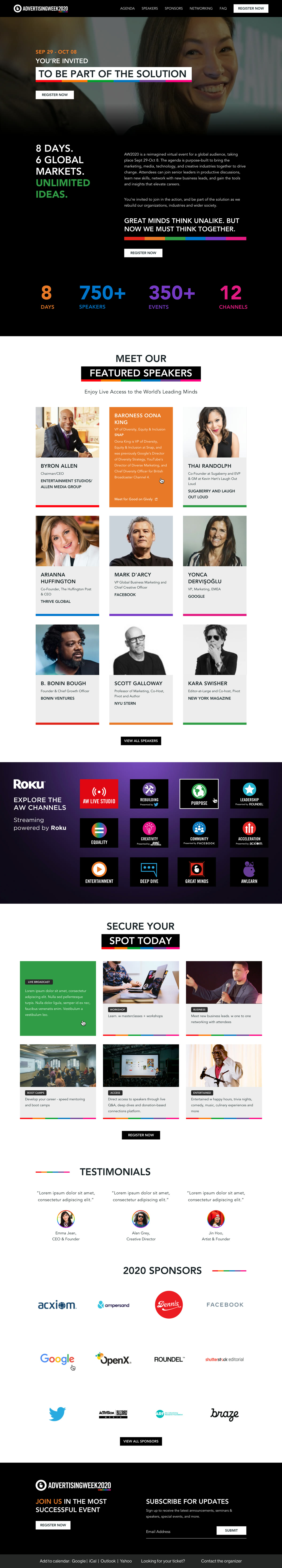 Homepage design for Stillwell Partners AW2020, shown from the top of the page